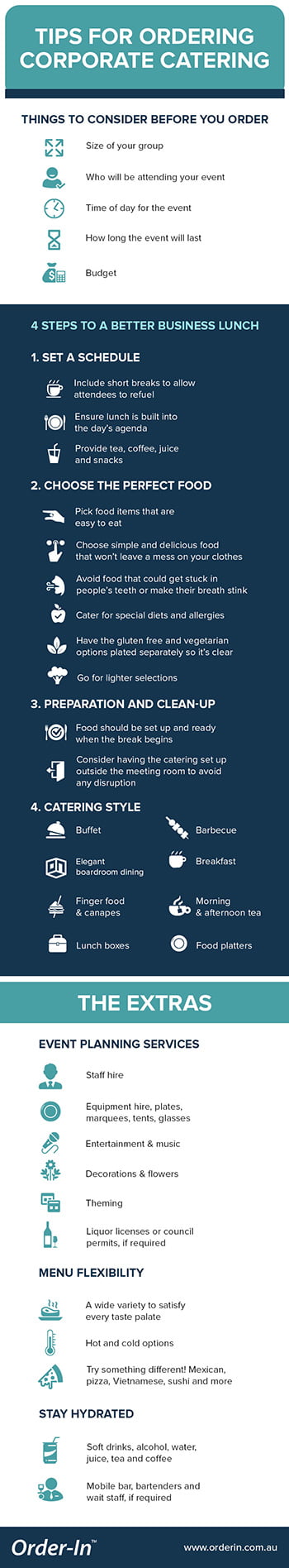 tips for ordering corporate catering infographic